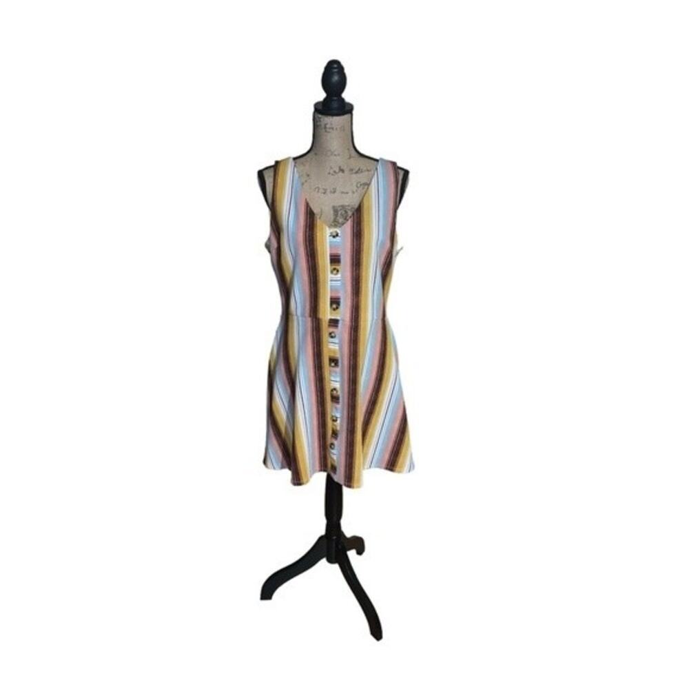 IZ Byer Mini Dress Boho Retro Western Stripe Juniors XL